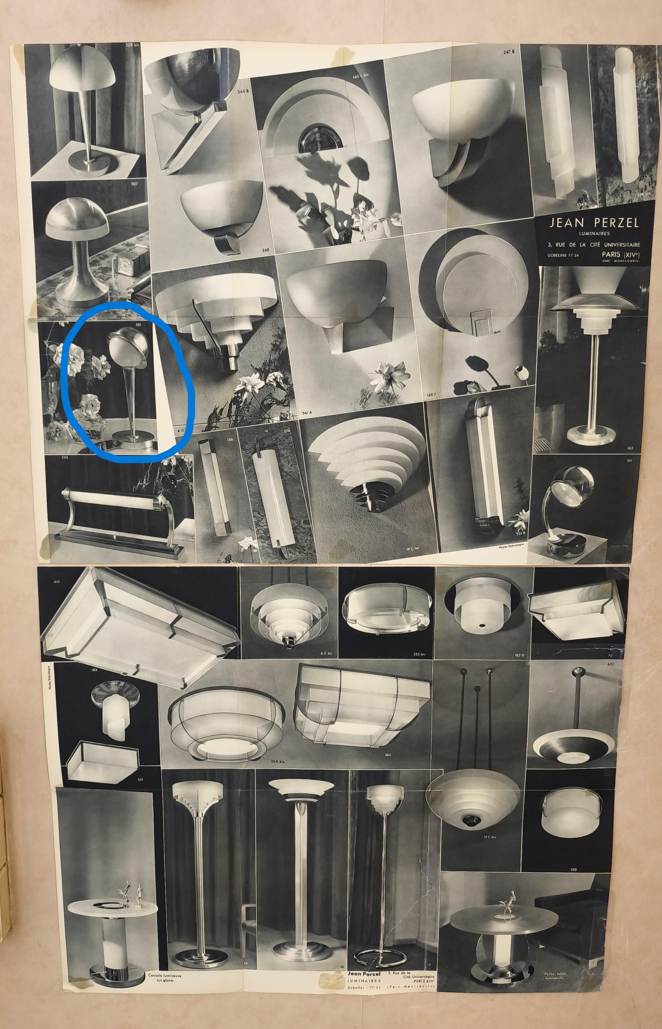 Lámpara de sobremesa modernista, años 30, Jean Perzel, Francia en venta 5