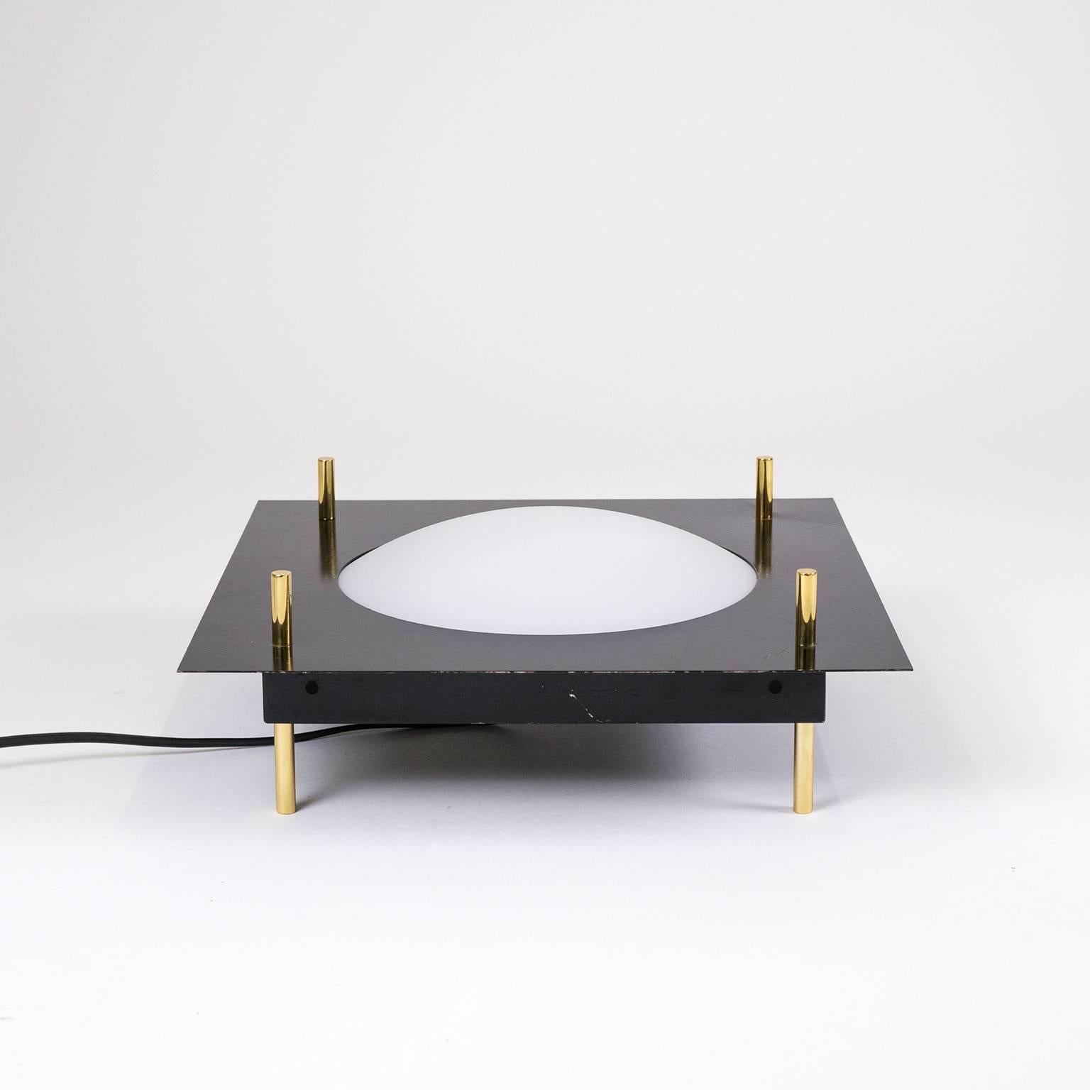 Frosted Modernist Table Lamp Attributed to Stilnovo, 1950s For Sale