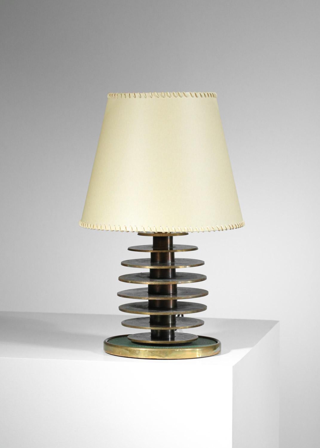Modernist table lamp base from the 40s and 50s in solid brass discs in the Desny For Sale 4