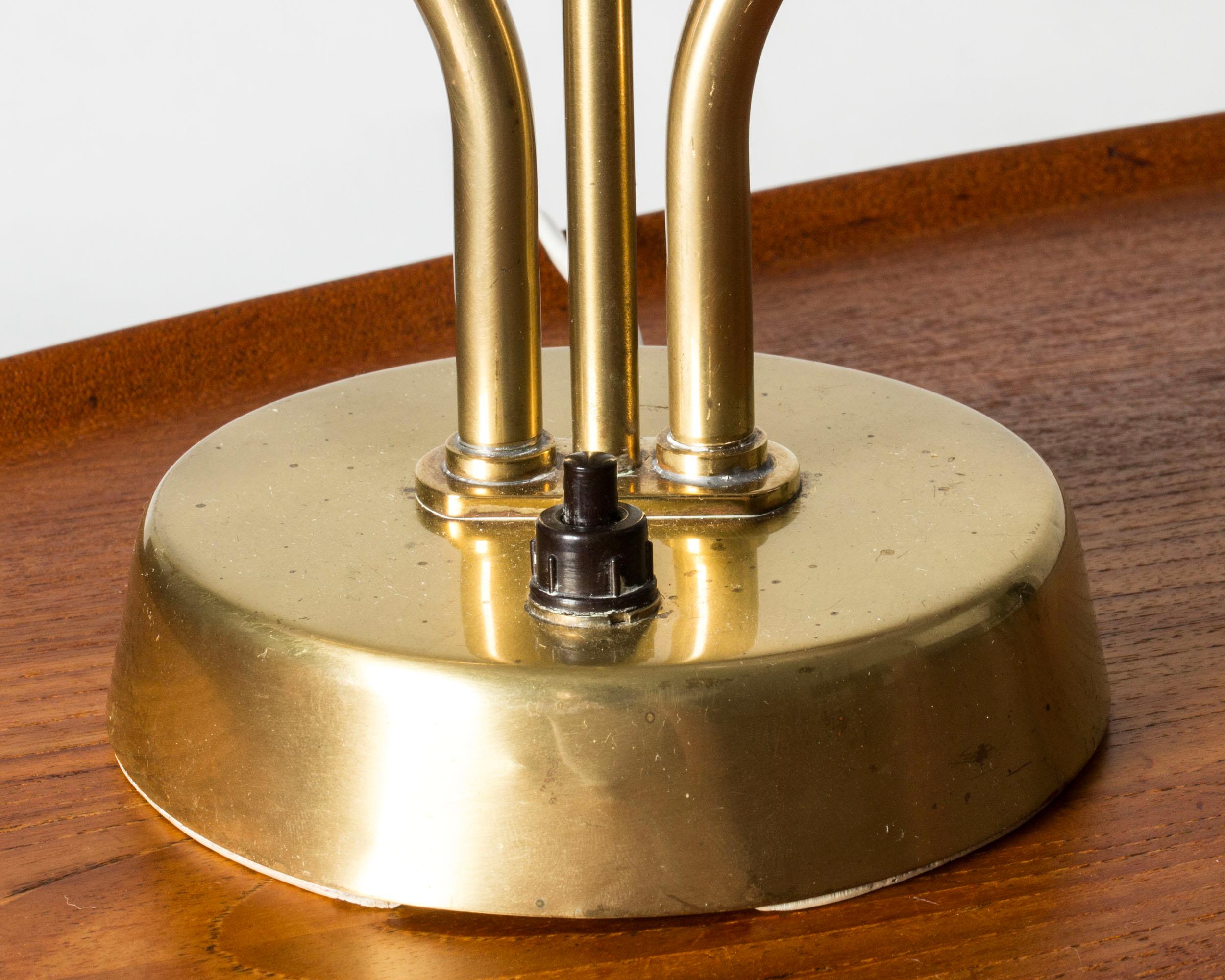Brass Modernist Table Lamp by Hans Bergström, Ateljé Lyktan, Sweden, 1940s For Sale