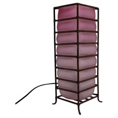 Modernist Table Lamp in Glass Paste and Wrought Iron, Circa 1950-1960