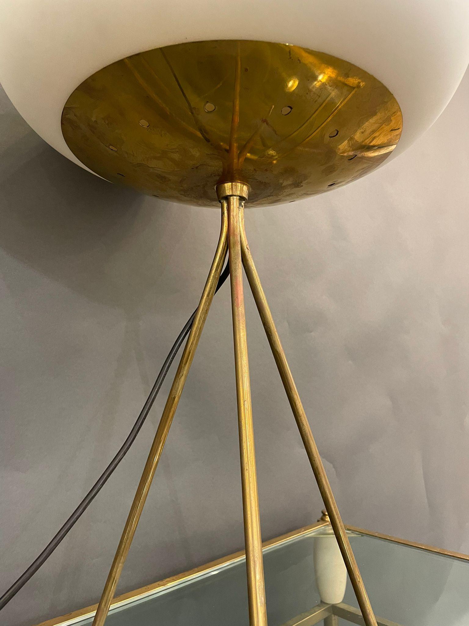 Modernist Table Lamp with White Glass Shade In Good Condition For Sale In London, GB