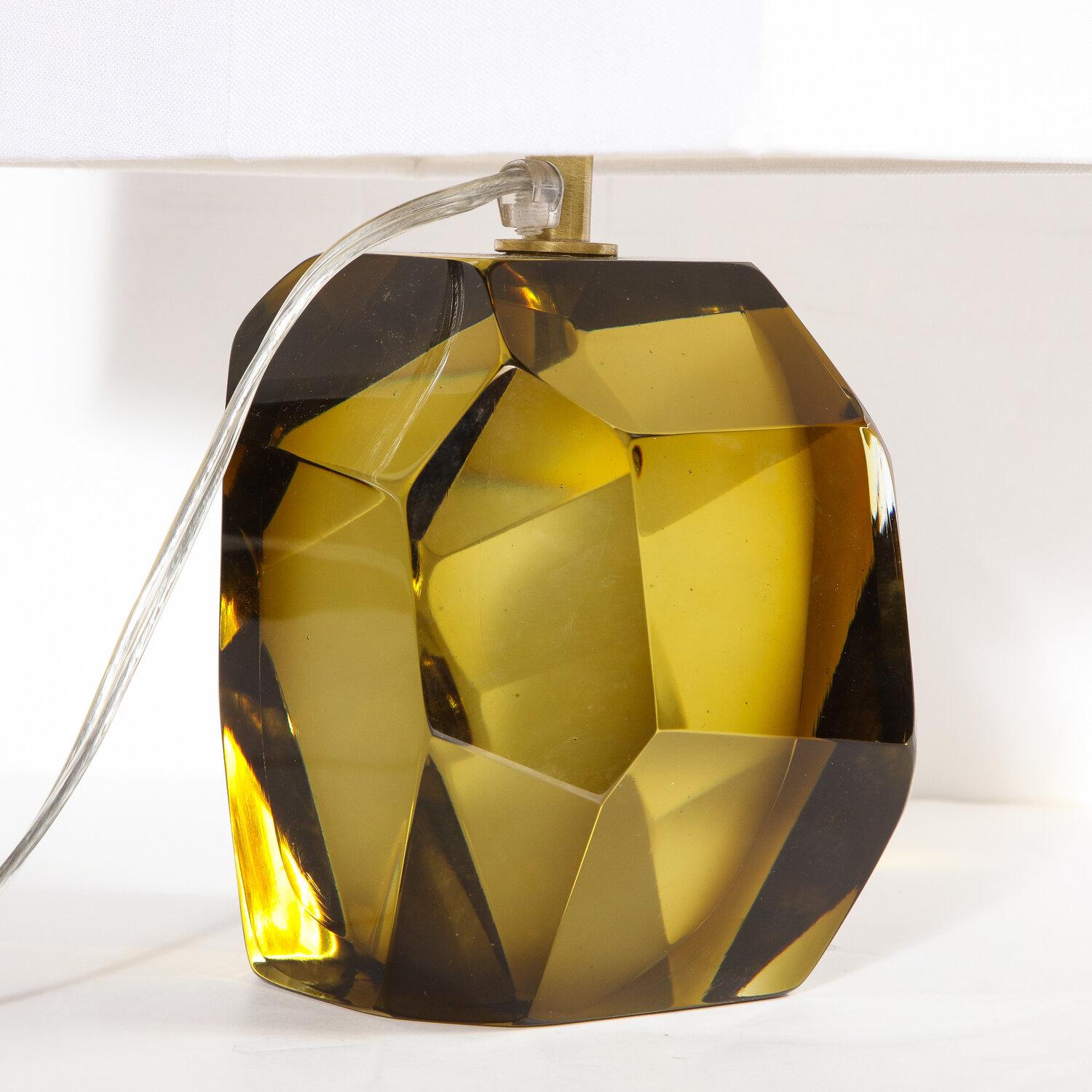 Lámparas de sobremesa modernistas de cristal de Murano soplado ahumado con citrino en venta 3