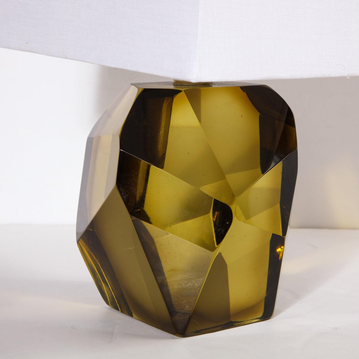 Lámparas de sobremesa modernistas de cristal de Murano soplado ahumado con citrino Moderno en venta