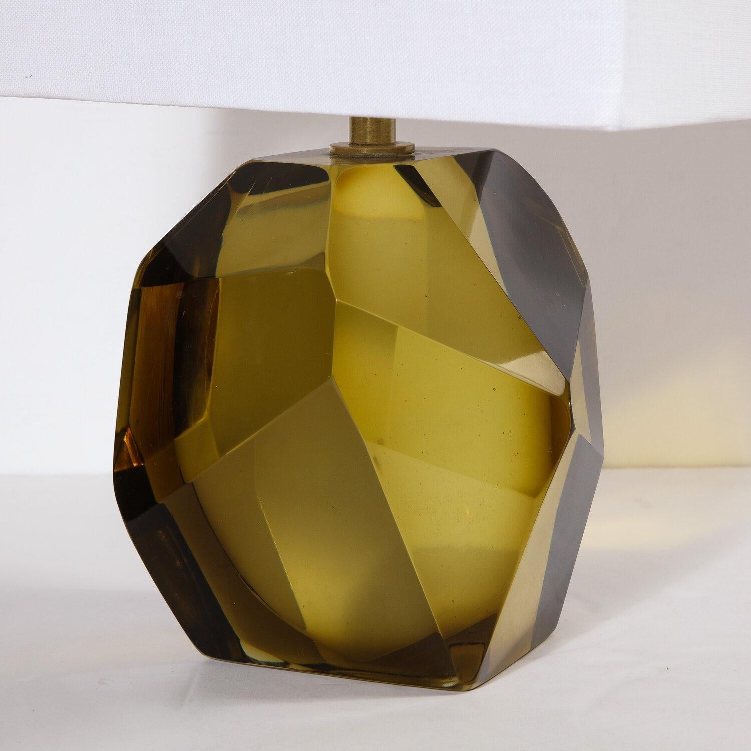 Lámparas de sobremesa modernistas de cristal de Murano soplado ahumado con citrino Italiano en venta