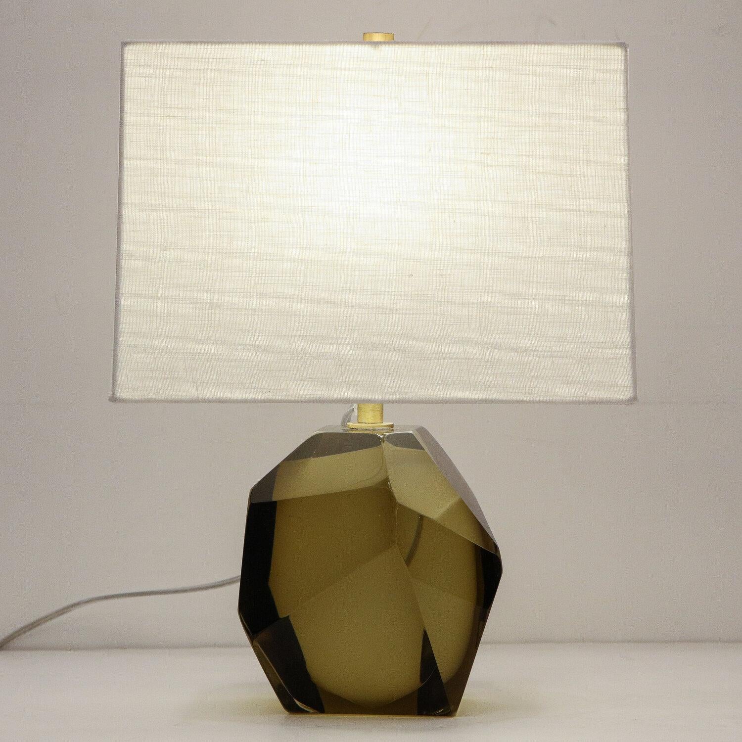 Modernist Table Lamps in Hand Blown Smoked Citrine Murano Glass 1