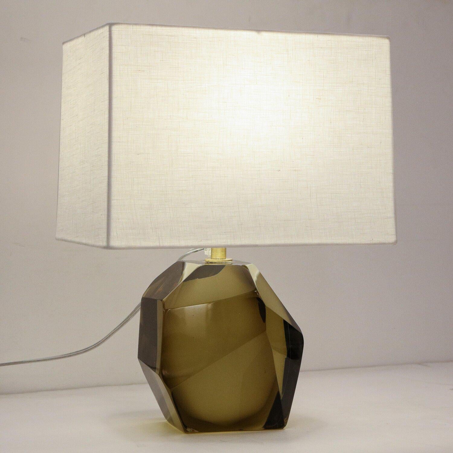 Modernist Table Lamps in Hand Blown Smoked Citrine Murano Glass 2