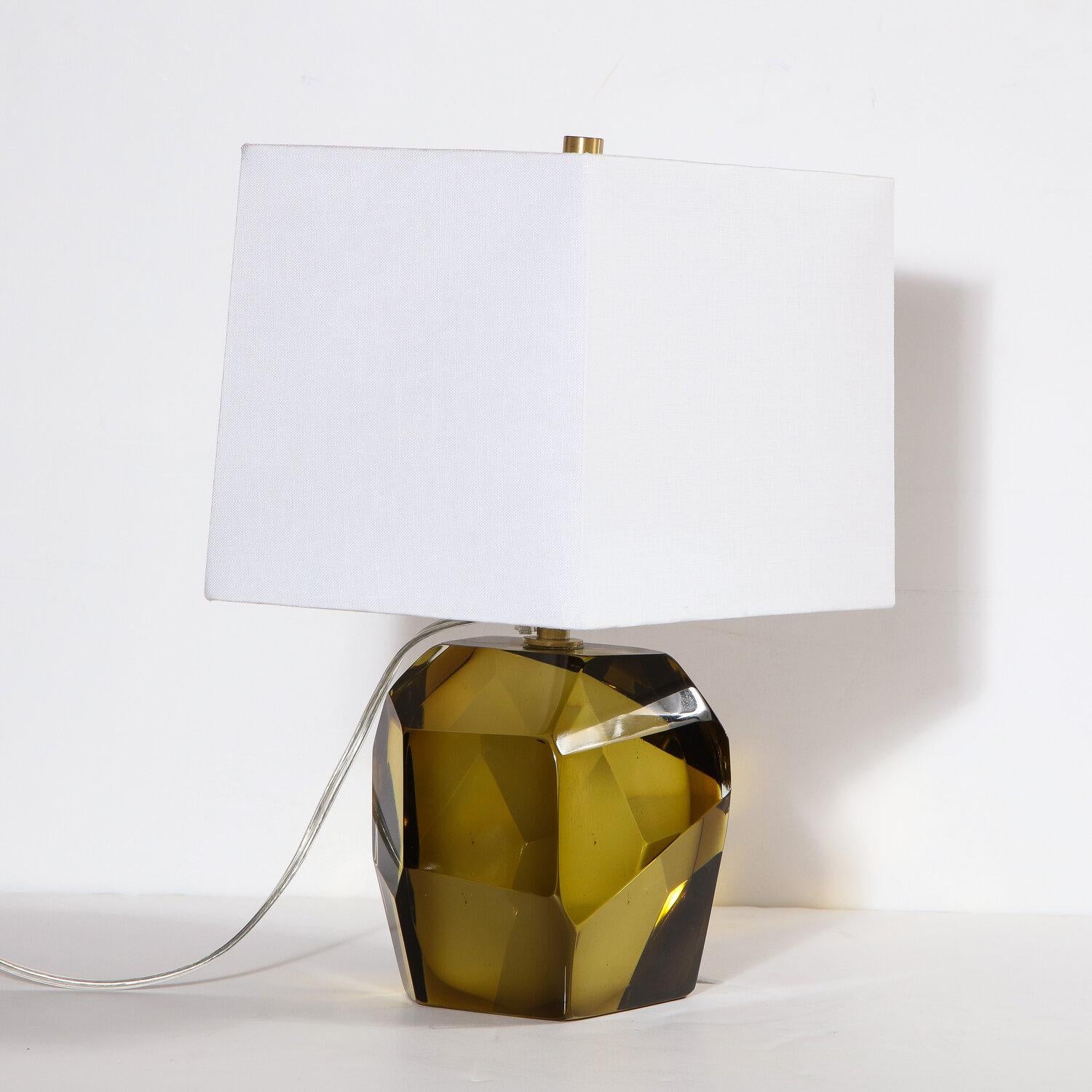 Modernist Table Lamps in Hand Blown Smoked Citrine Murano Glass 3