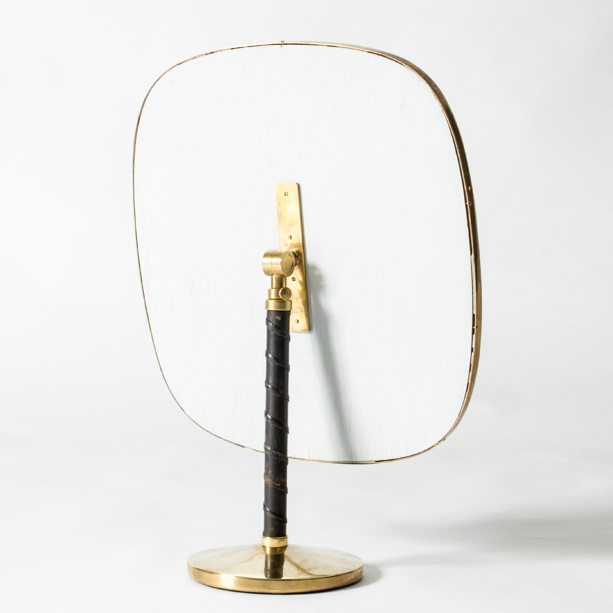 Brass Modernist Table Mirror by David Rosén for Nordiska Kompaniet, Sweden, 1950s