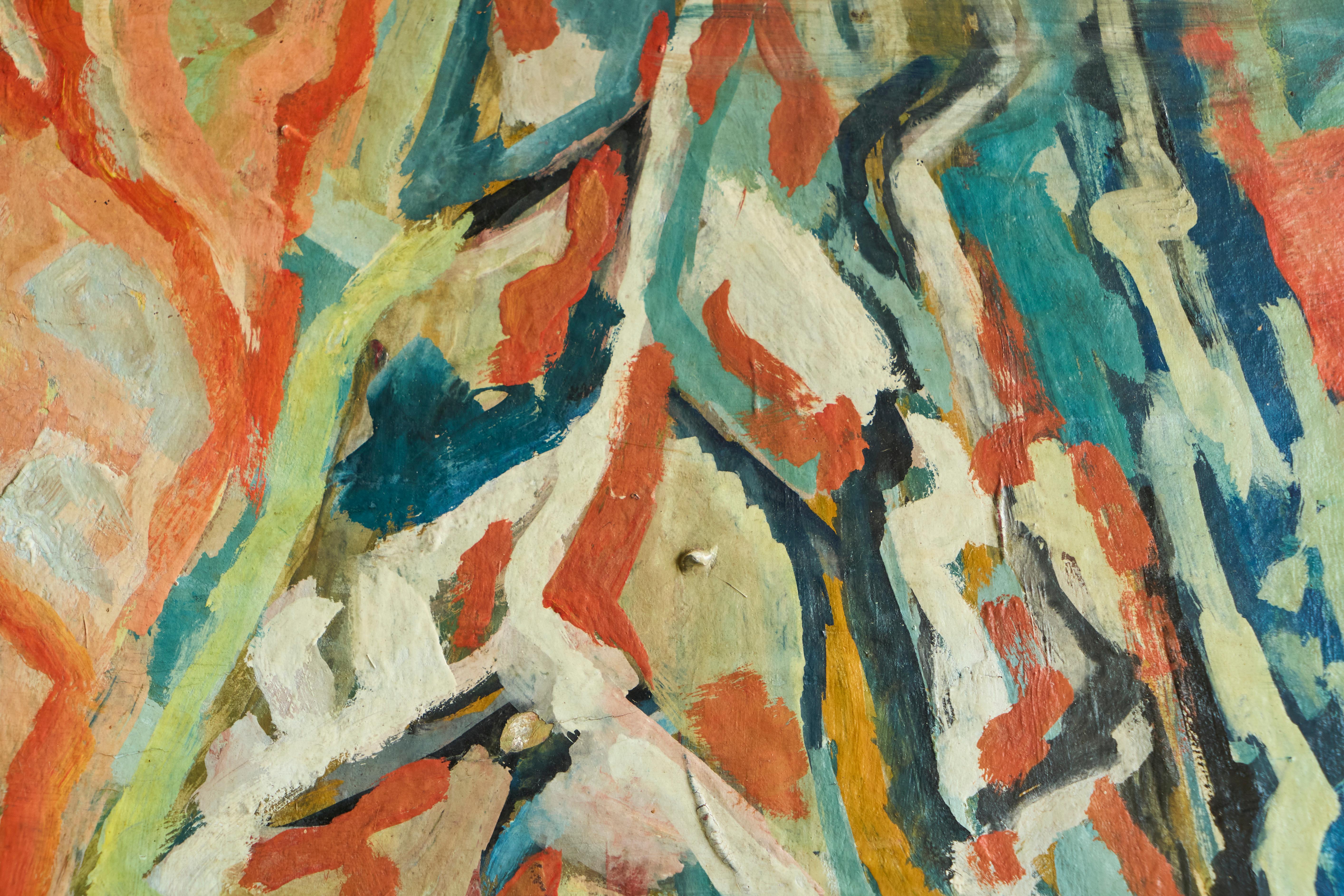 Modernist Table Scene Oil on Board 1960s For Sale 2