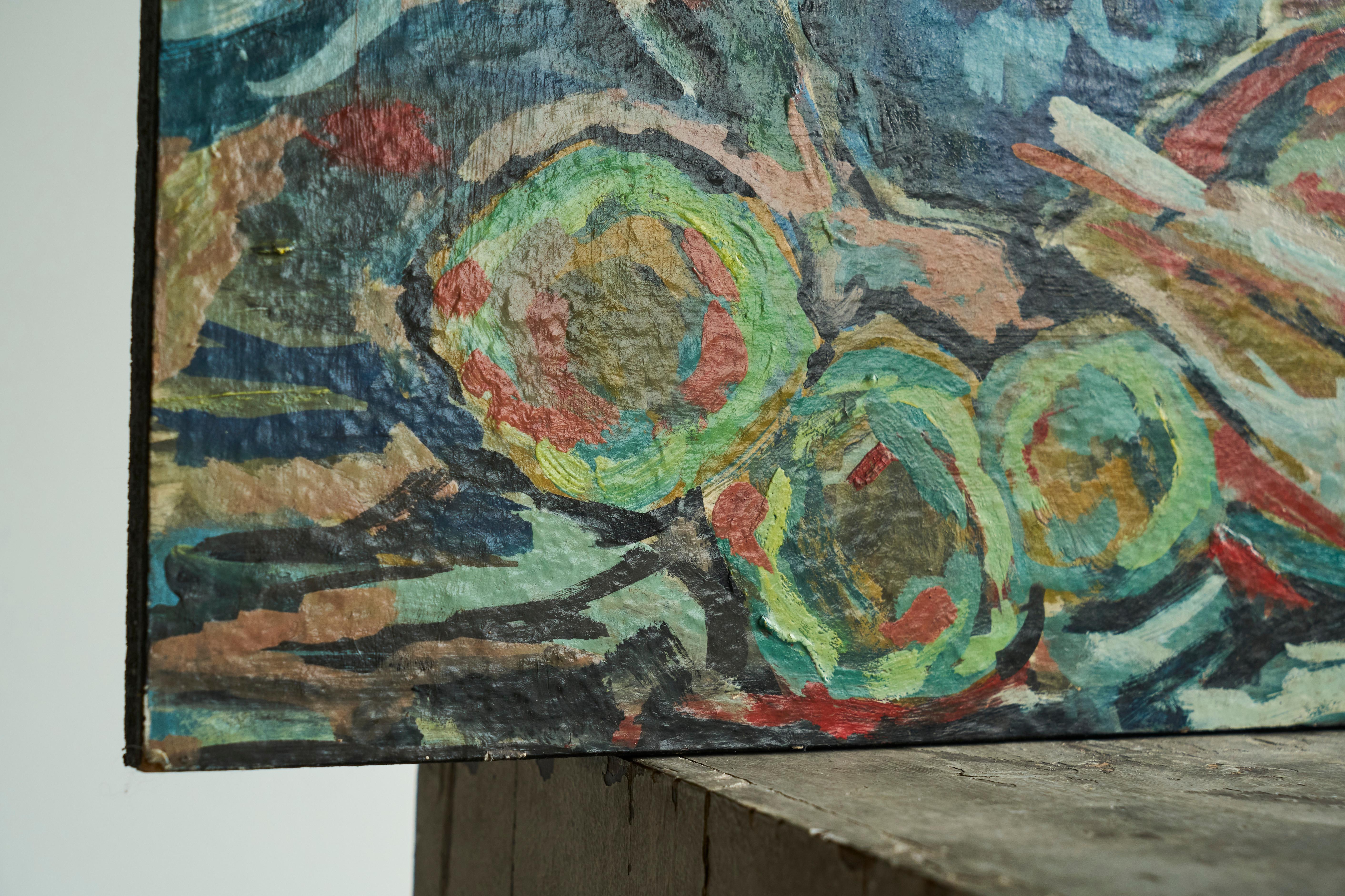 Modernist Table Scene Oil on Board 1960s For Sale 8