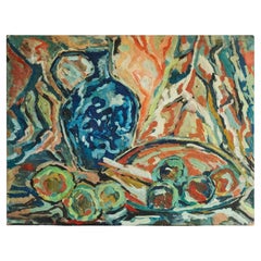 Modernist Table Scene Oil on Board 1960s