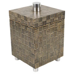Modernist Tall Box with Wood Marquetry Patchwork, 1970s