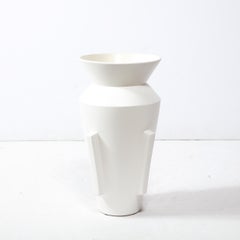 Modernist Tall Urn Form White Ceramic Vase