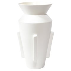 Modernist Tall Urn Form White Ceramic Vase