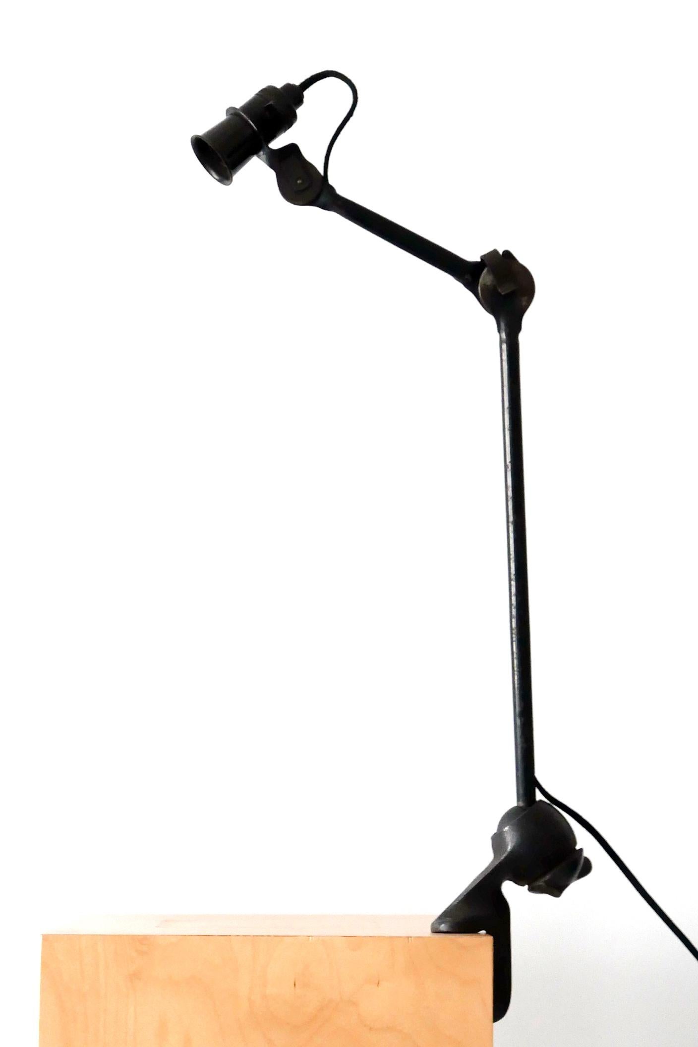 Enameled Modernist Task Light or Clamp Table Lamp by Bernard-Albin Gras for Gras, 1920s For Sale