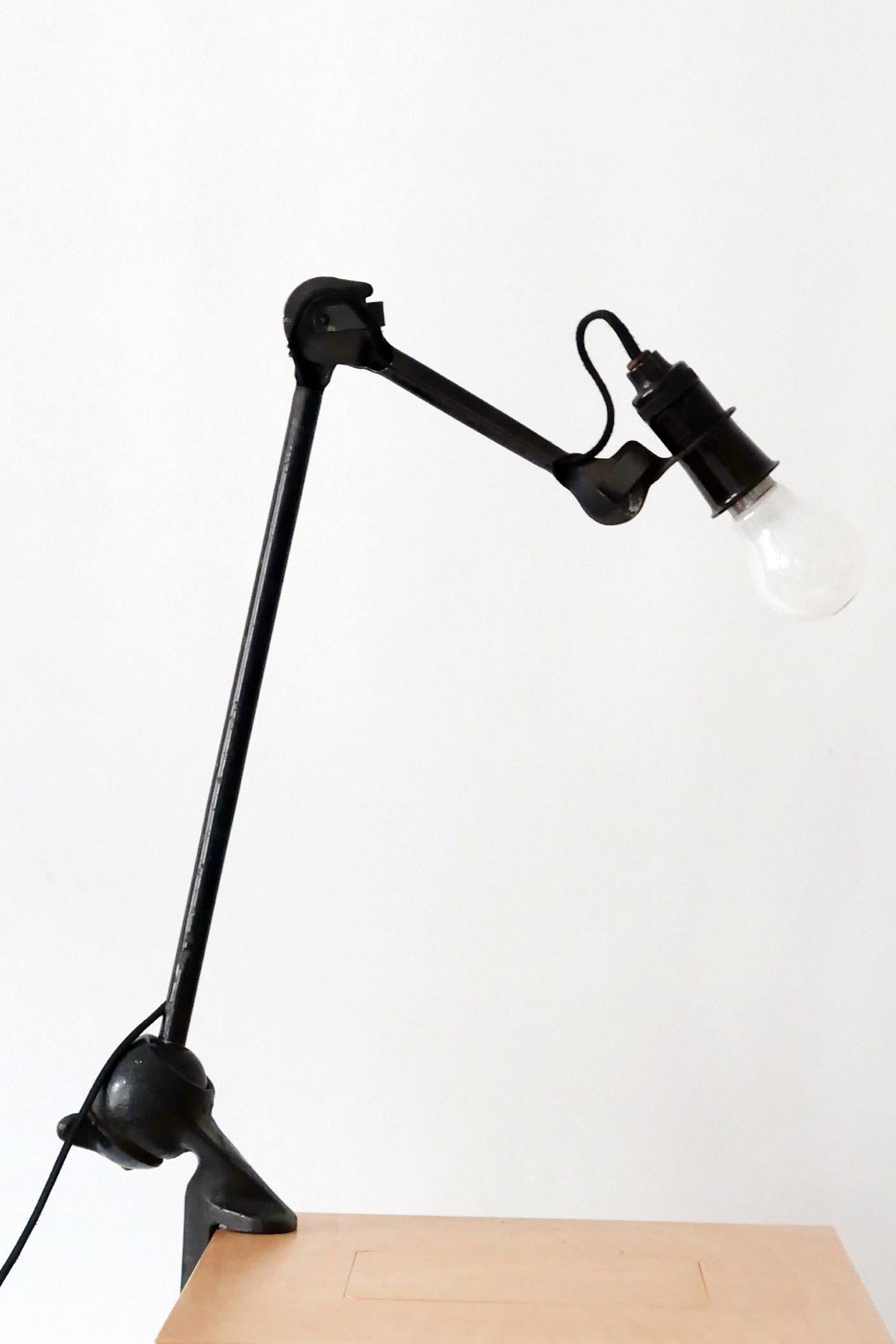 Iron Modernist Task Light or Clamp Table Lamp by Bernard-Albin Gras for Gras, 1920s For Sale