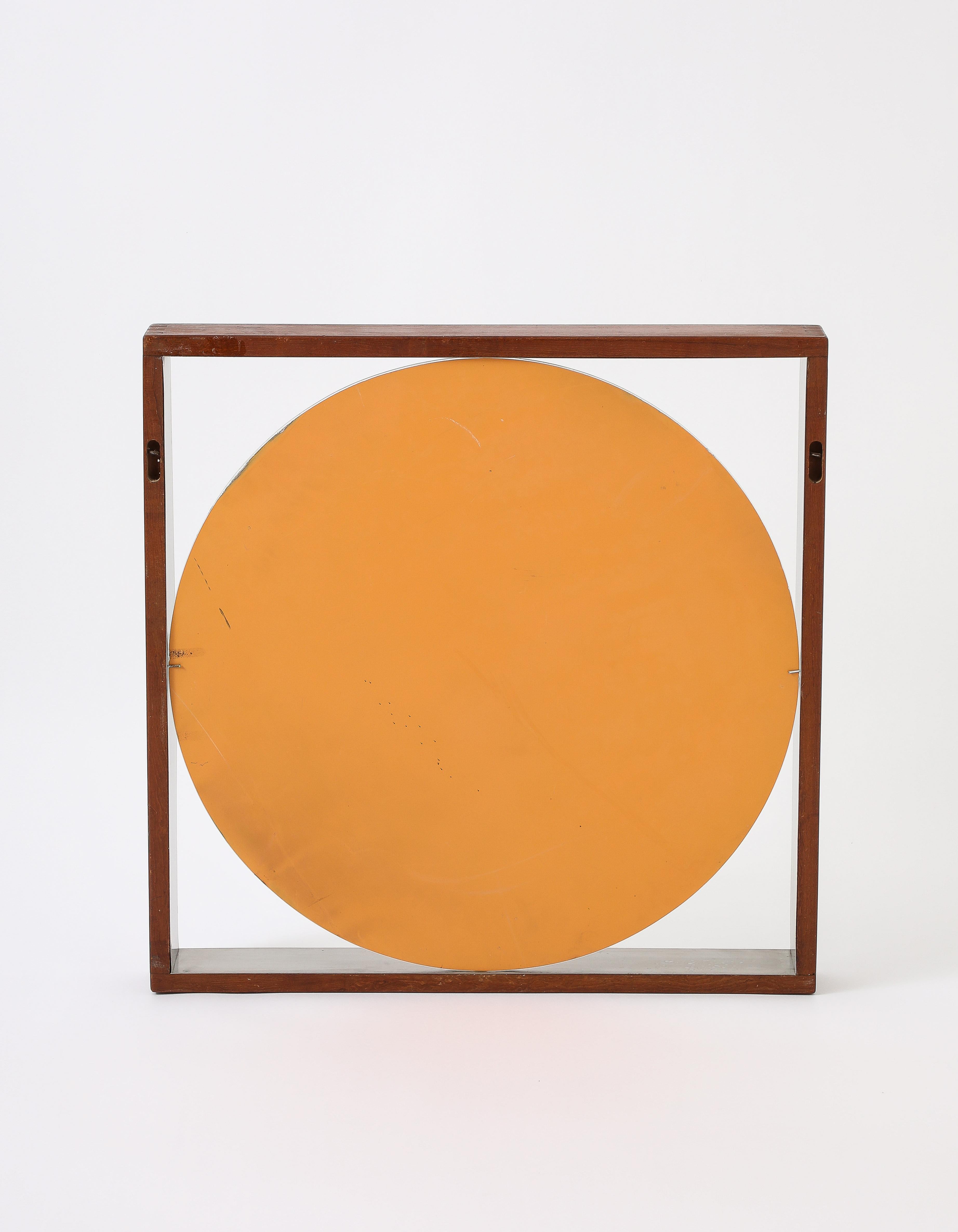 Modernistischer Wandspiegel aus Teakholz und Edelstahl – Skandinavisch, 1970er Jahre im Angebot 7