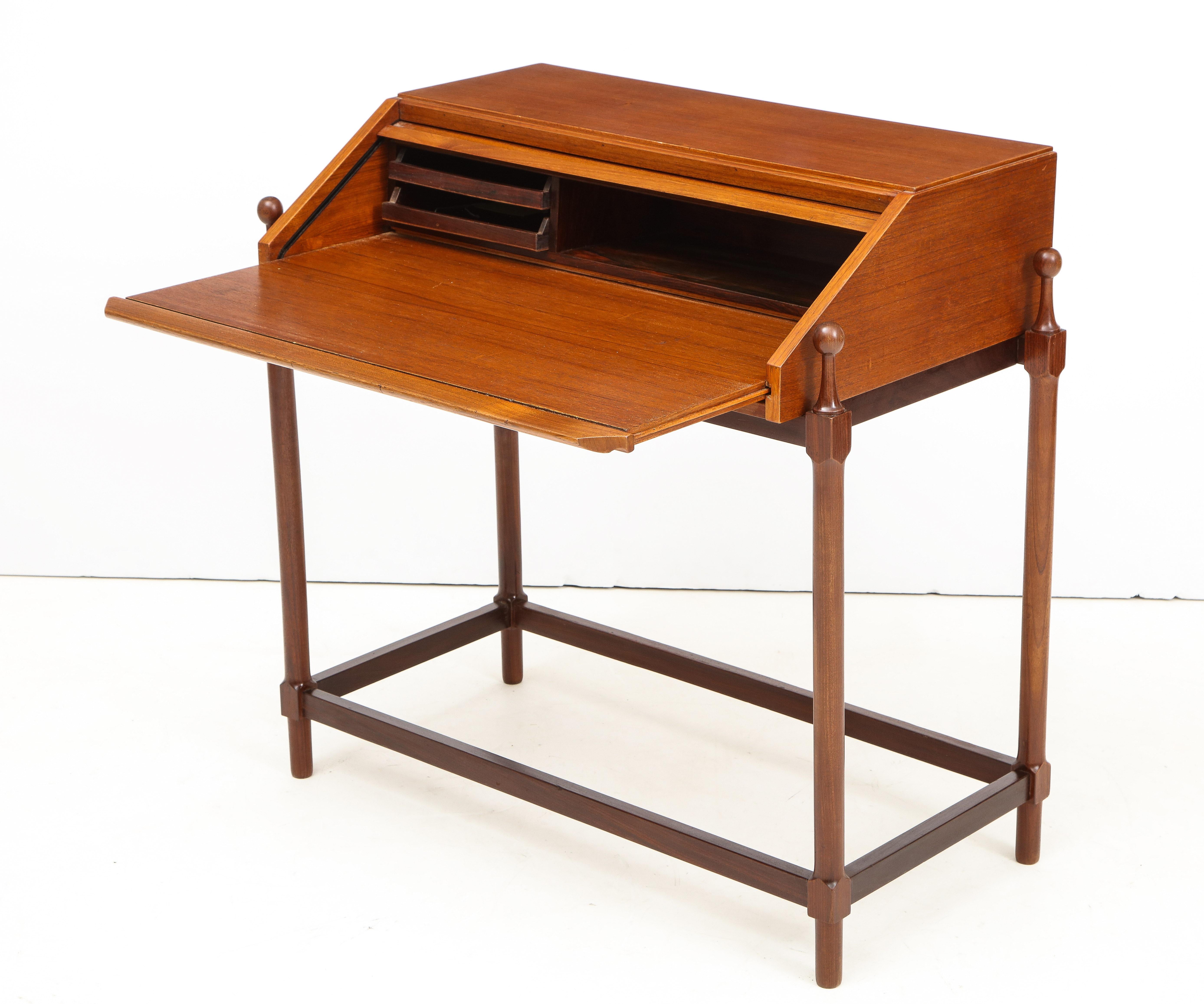Italian Modernist Teak Rollup Secretary Desk by Fratelli Proserpio, Italy, 1960s For Sale