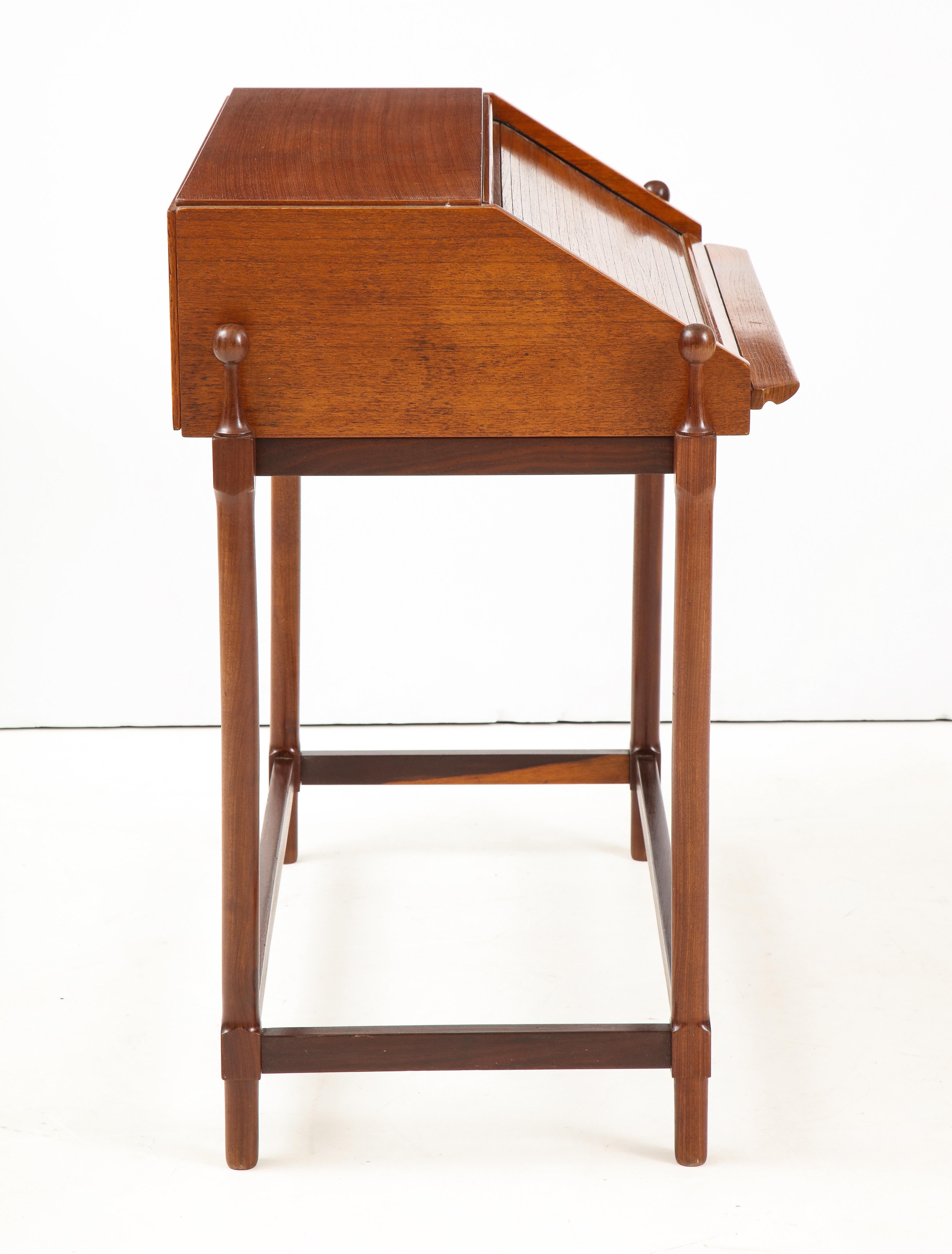 Mid-20th Century Modernist Teak Rollup Secretary Desk by Fratelli Proserpio, Italy, 1960s For Sale