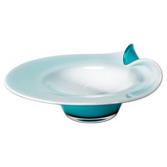 Bol asymétrique moderniste bleu sarcelle et blanc