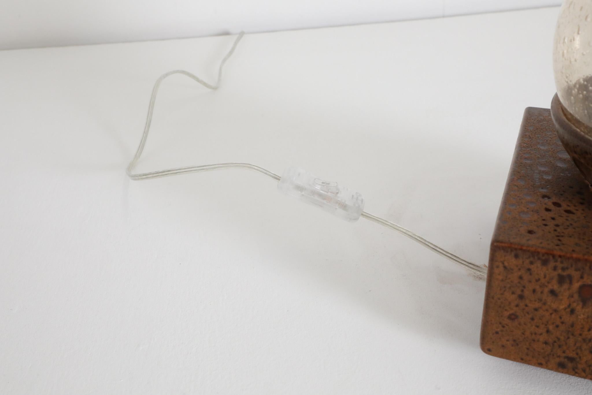 Modernist Temde Leuchten Attributed Ceramic Cube Lamp with Amber Glass Globe 8