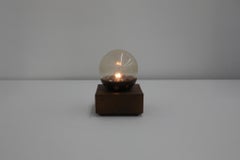Modernist Temde Leuchten Attributed Ceramic Cube Lamp with Amber Glass Globe
