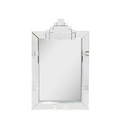 Modernist Tessellated Geometric Mirror W/ Stepped & Beveled Detailing