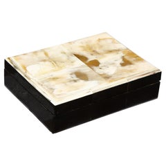 Modernist Tessellated Horn and Walnut Decorative Box
