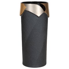 Modernist Textured Black and Glazed Gold, Copper and Platinum Vase by Rosenthal