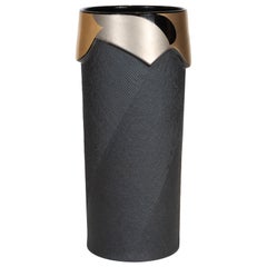 Vintage Modernist Textured Black and Glazed Gold, Copper and Platinum Vase by Rosenthal