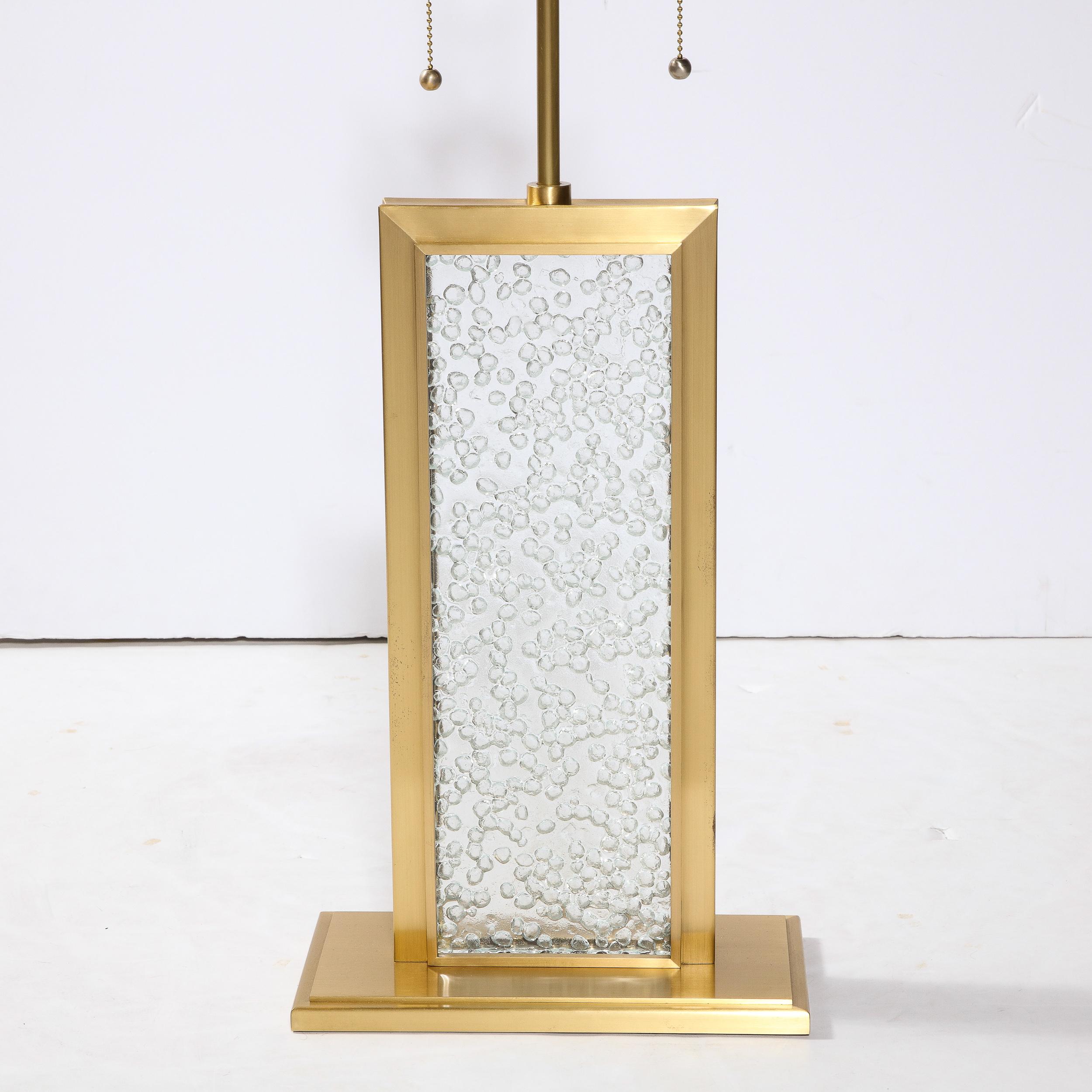 Modernistische strukturierte mundgeblasene Muranoglas-Tischlampe mit Messingbeschlägen im Angebot 5
