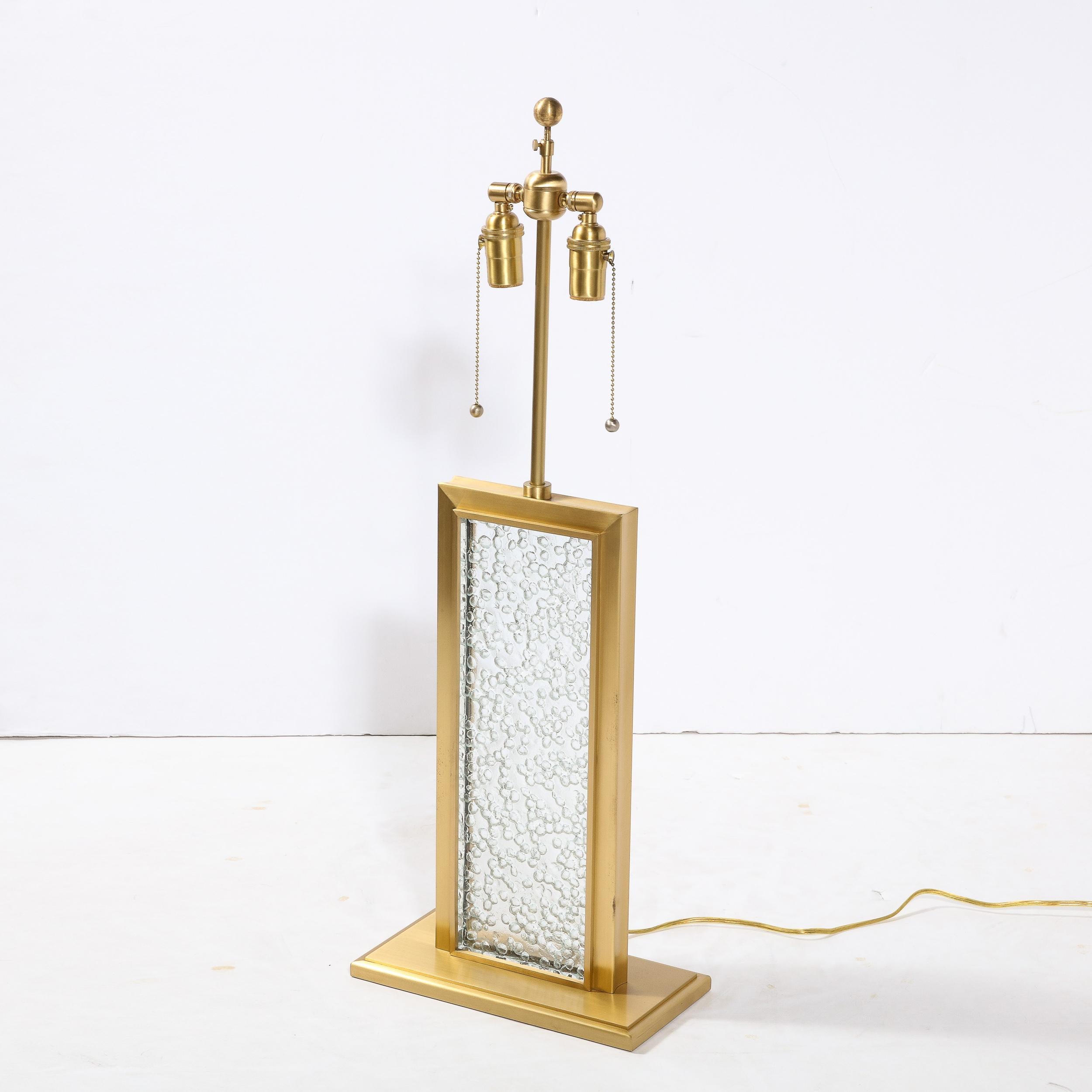 Modernist Textured Hand-Blown Murano Glass Table Lamp with Brass Fittings For Sale 11