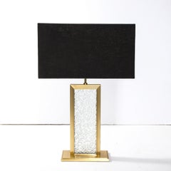 Modernist Textured Hand-Blown Murano Glass Table Lamp with Brass Fittings