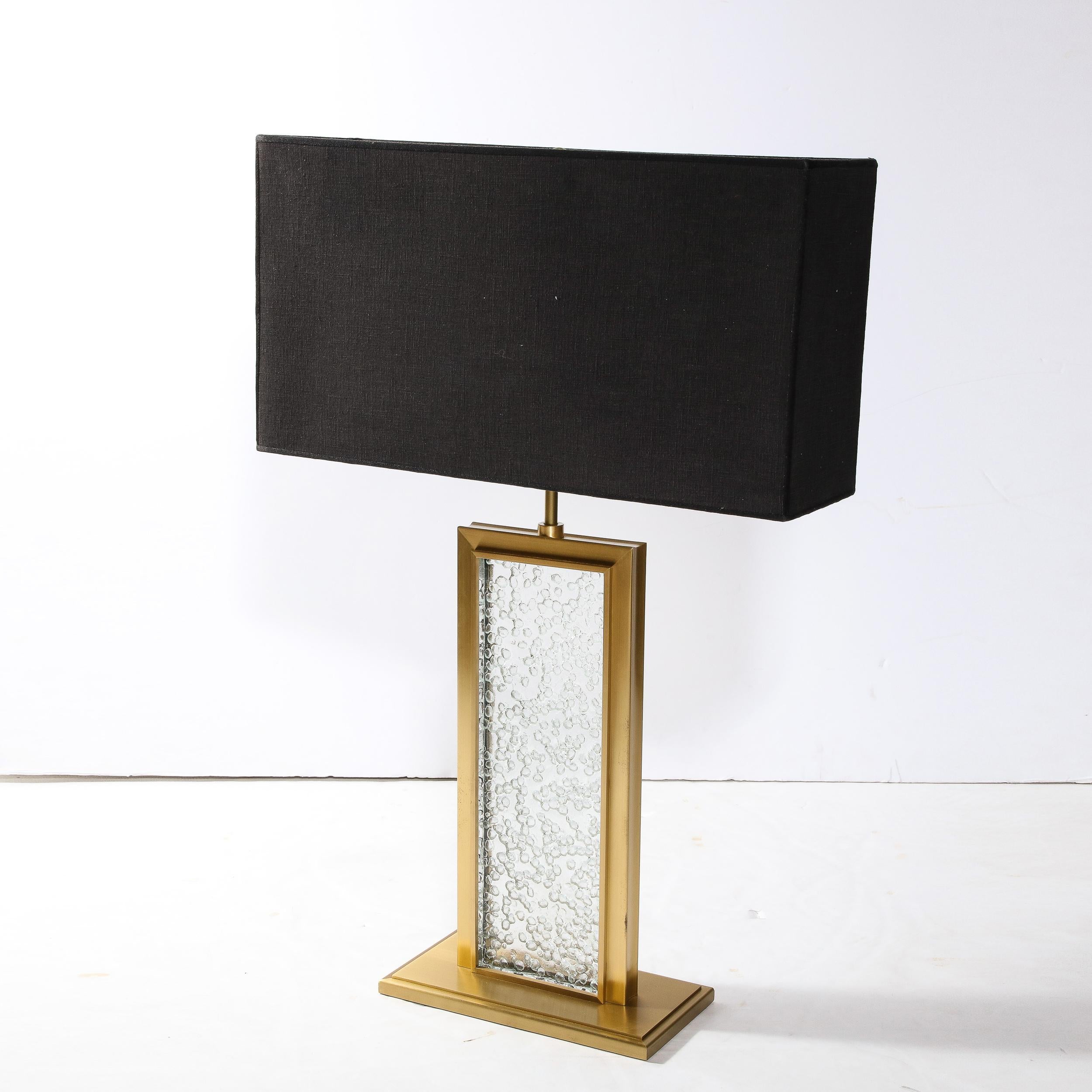 Modernist Textured Hand-Blown Murano Glass Table Lamp with Brass Fittings For Sale 1