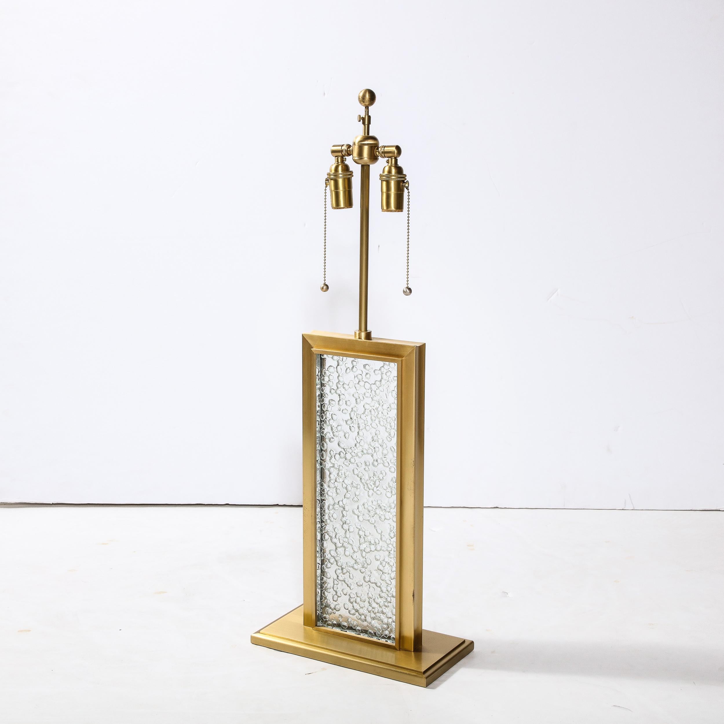 Lampe de table moderniste en verre de Murano soufflé à la main avec raccords en laiton en vente 1