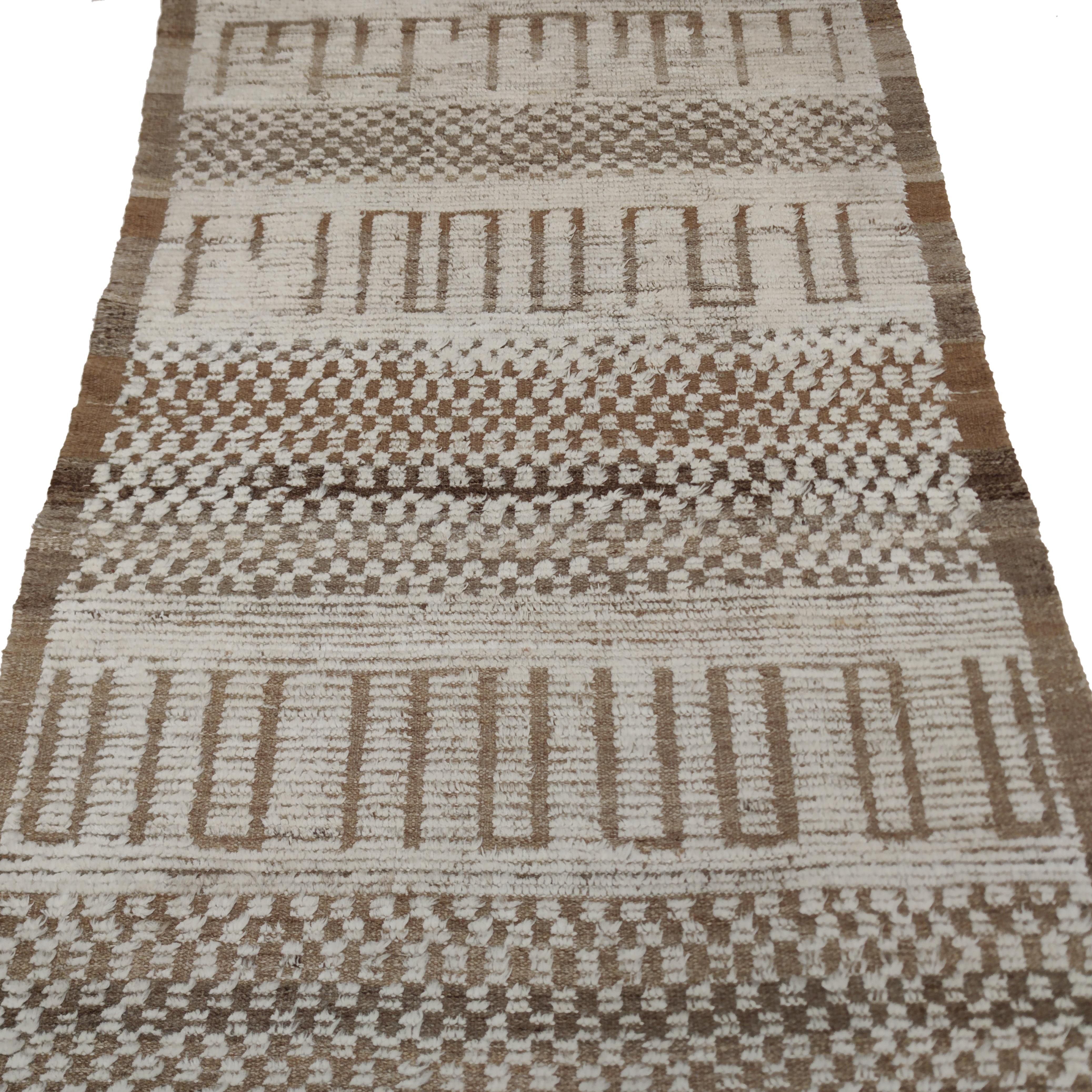 Afghan Modernist Textured Moroccan Style Azilal Runner Rug by Alberto Levi Gallery For Sale