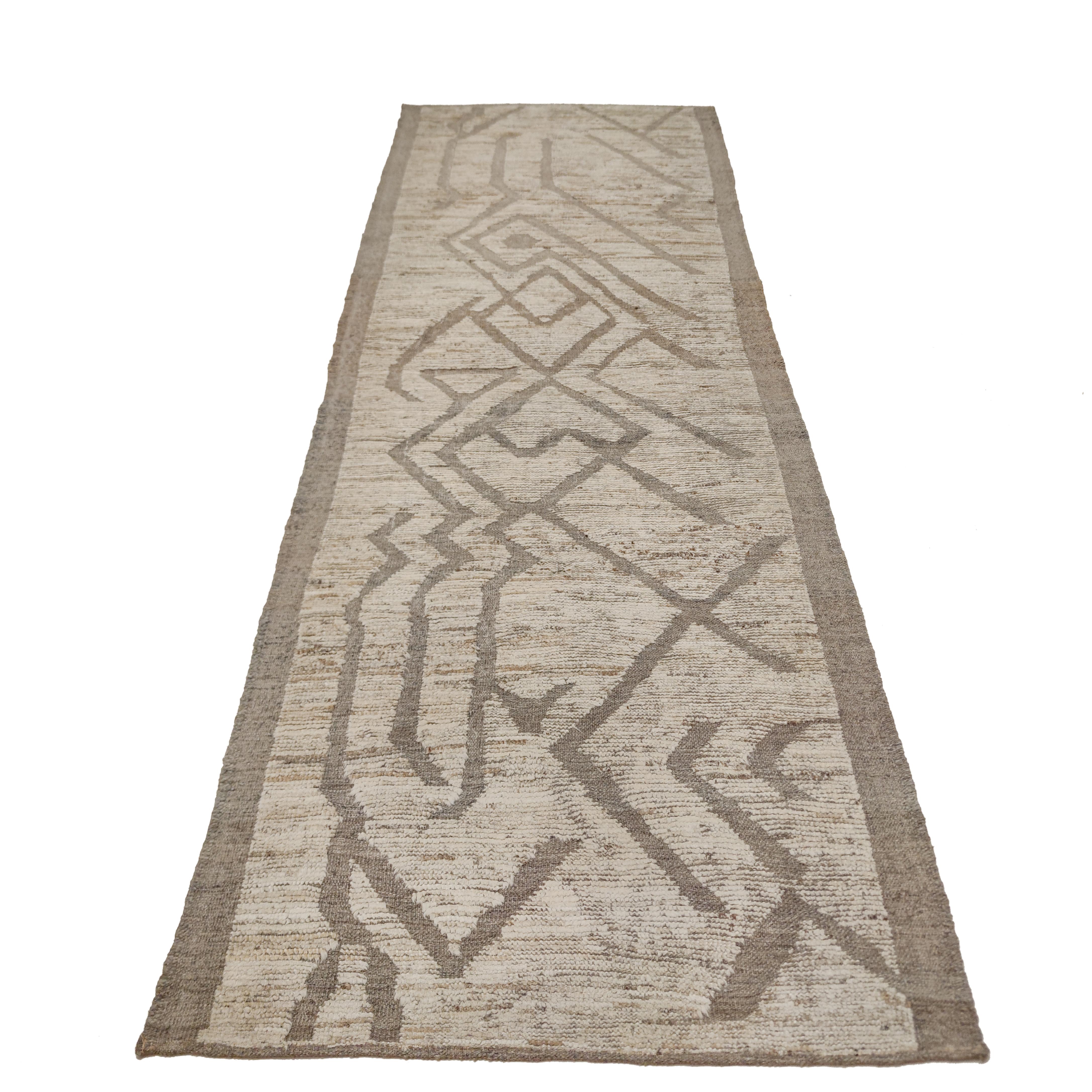 Showa Modernist Textured Moroccan Style Kuba Runner Rug by Alberto Levi Gallery For Sale