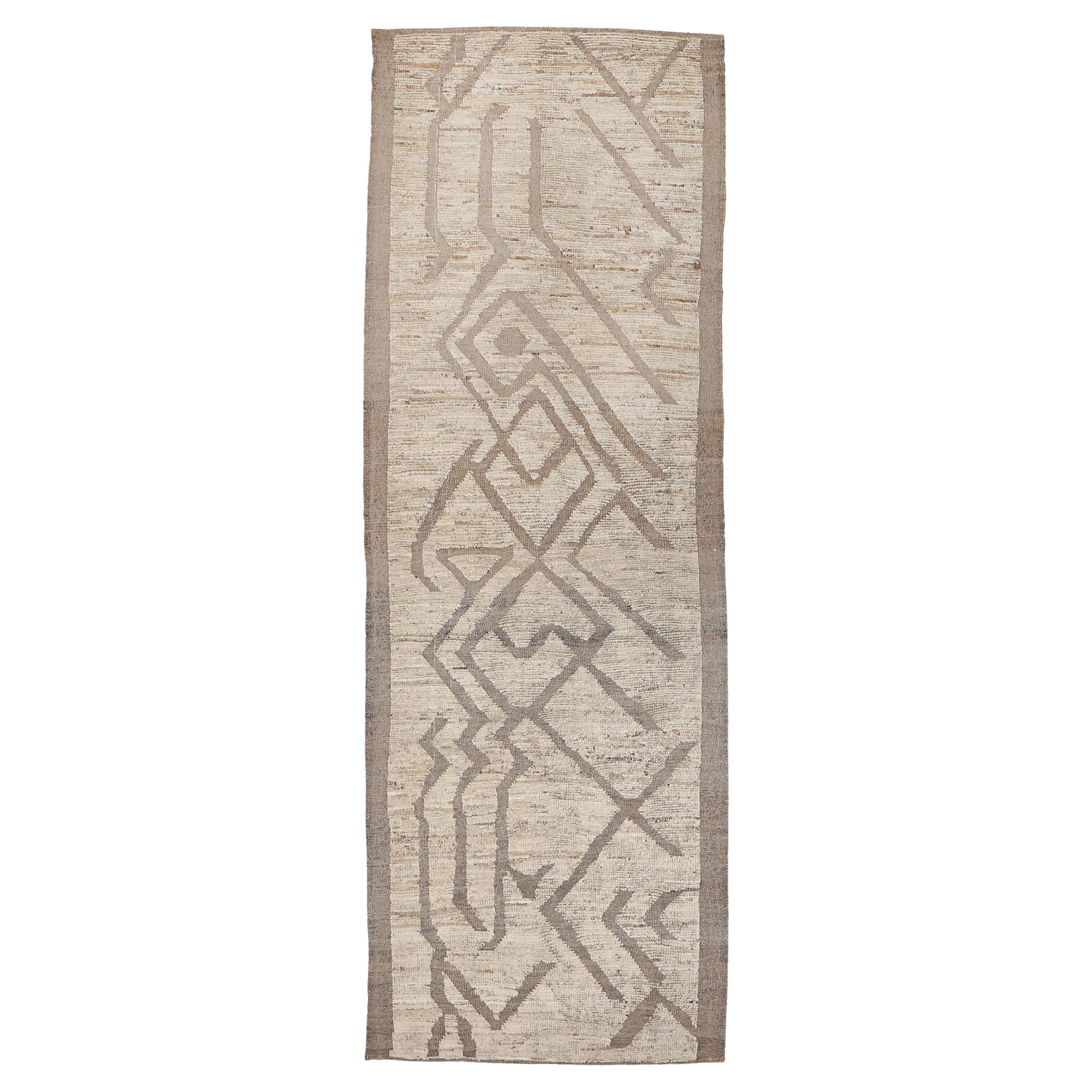 Modernist Textured Moroccan Style Kuba Runner Rug by Alberto Levi Gallery For Sale