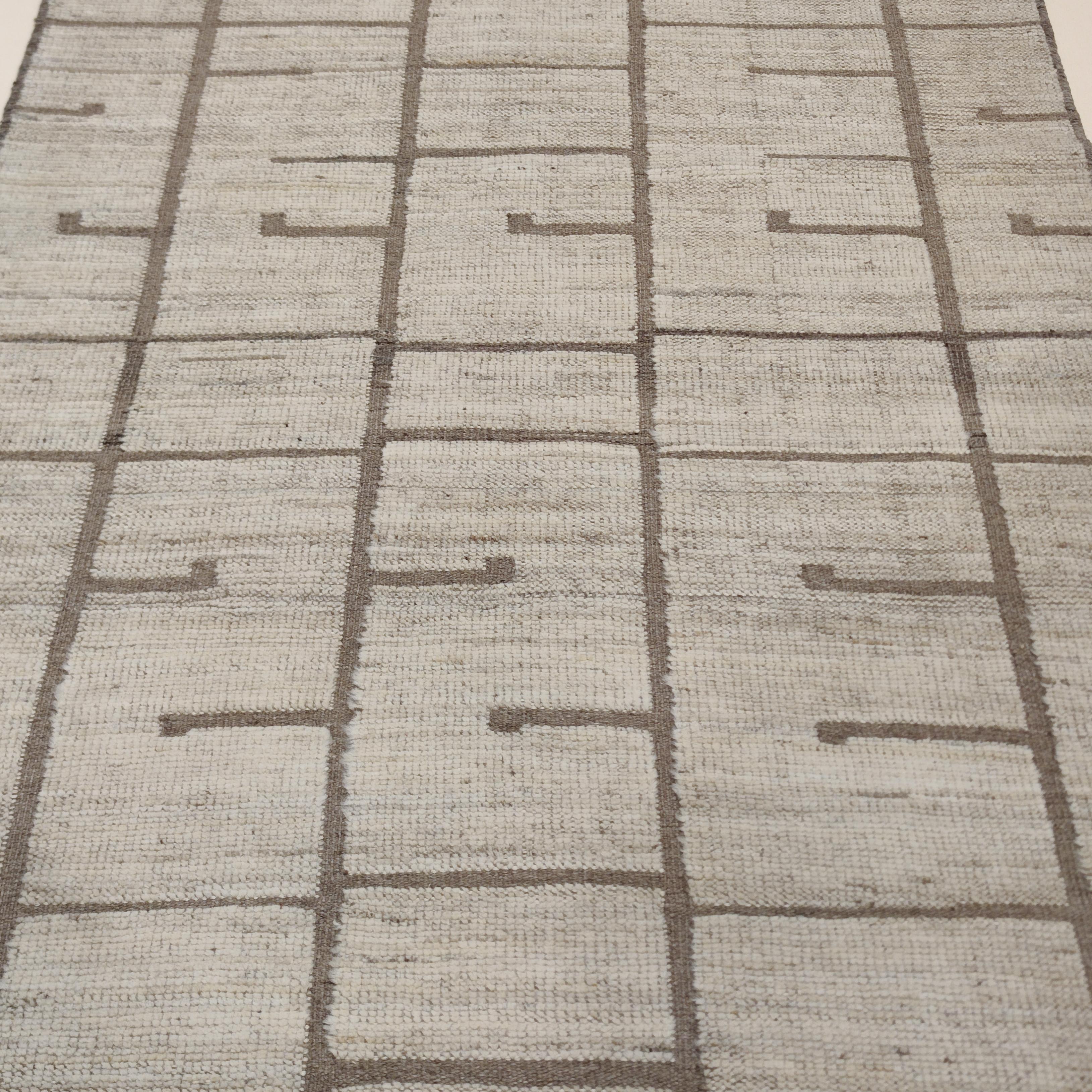 Hand-Knotted Modernist Textured Moroccan Style Madison Runner Rug by Alberto Levi Gallery For Sale
