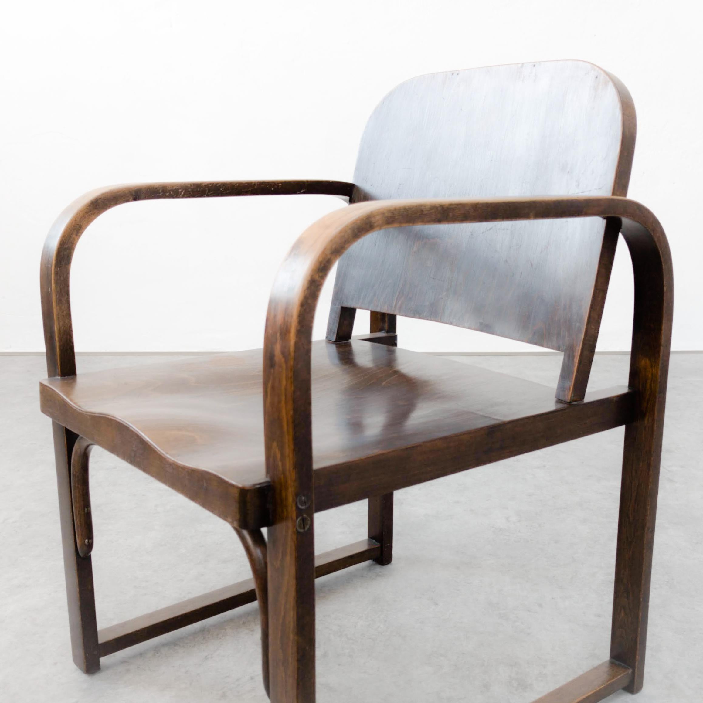 Beech Modernist Thonet a 745/F Bentwood Armchair For Sale