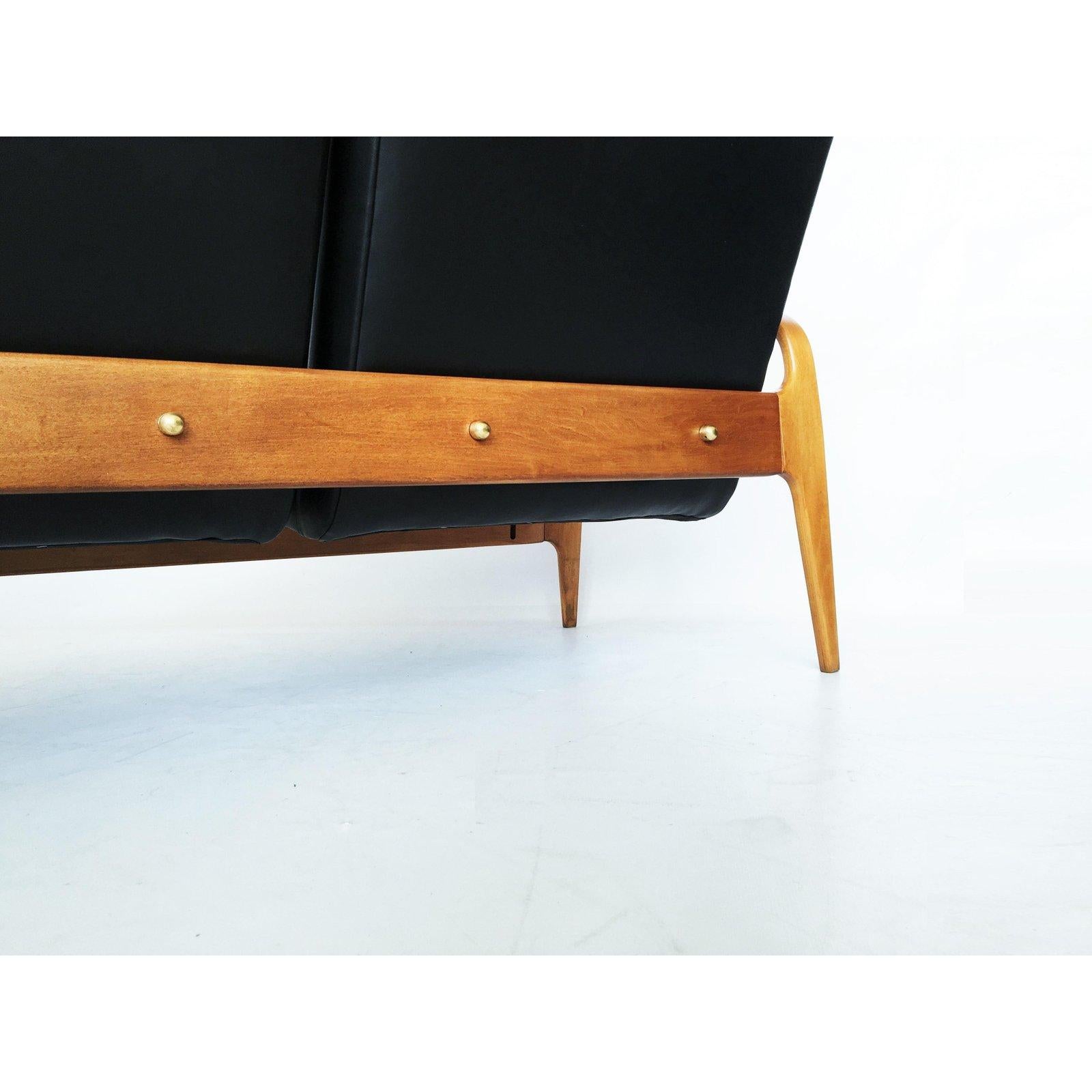 Mid-20th Century Modernist Thonet Carved and Bentwood Sofa For Sale