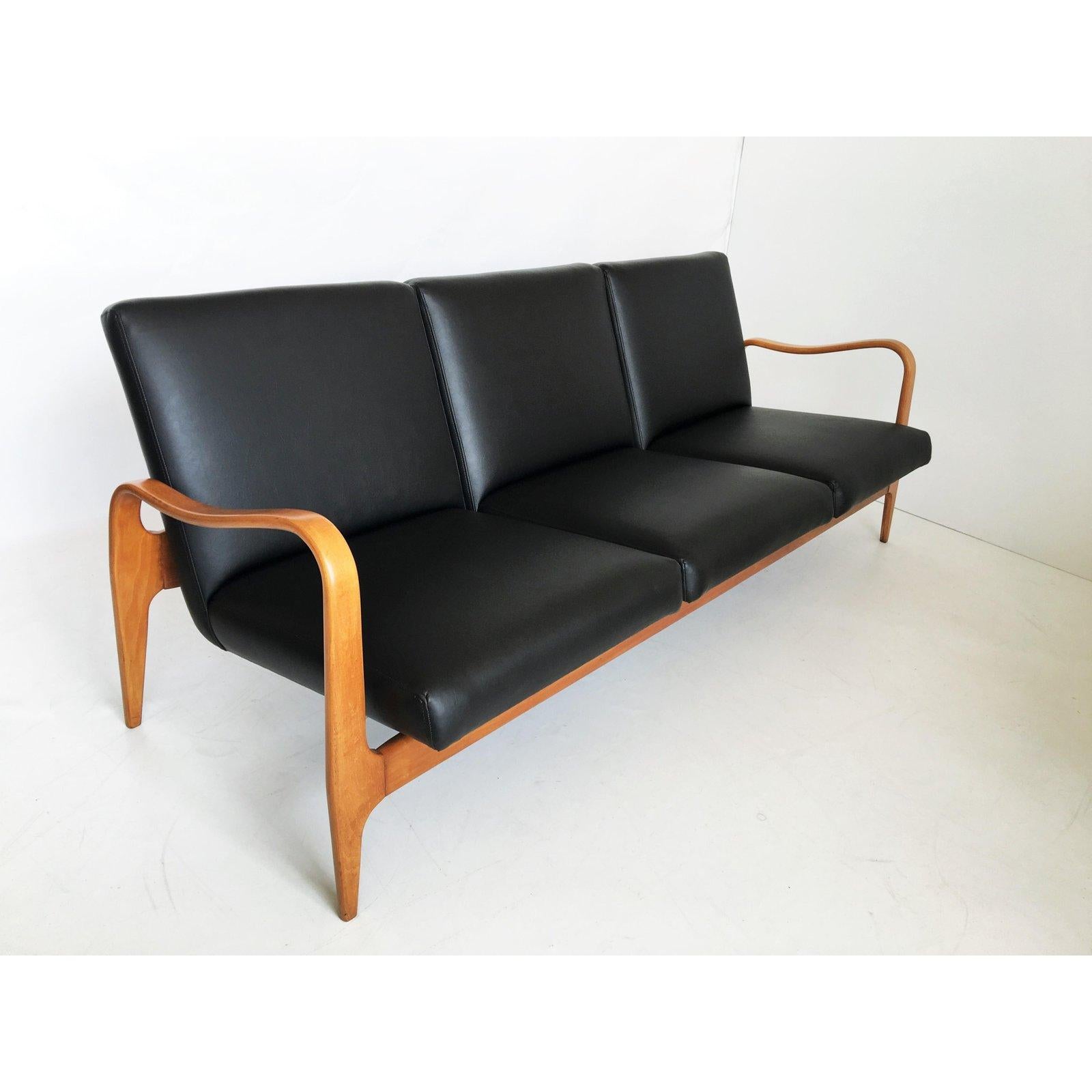 Mid-Century Modern Modernist Thonet Sculpted Bentwood Sofa For Sale