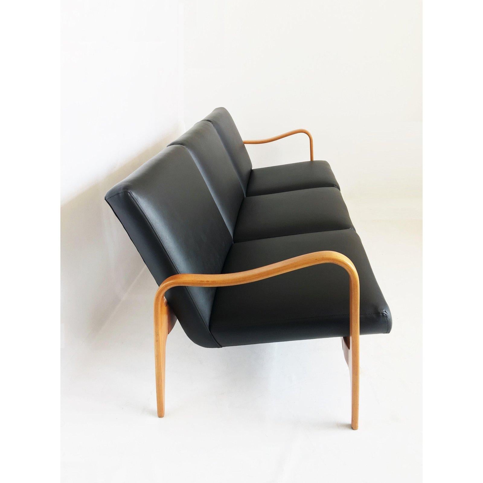 Mid-20th Century Modernist Thonet Sculpted Bentwood Sofa For Sale