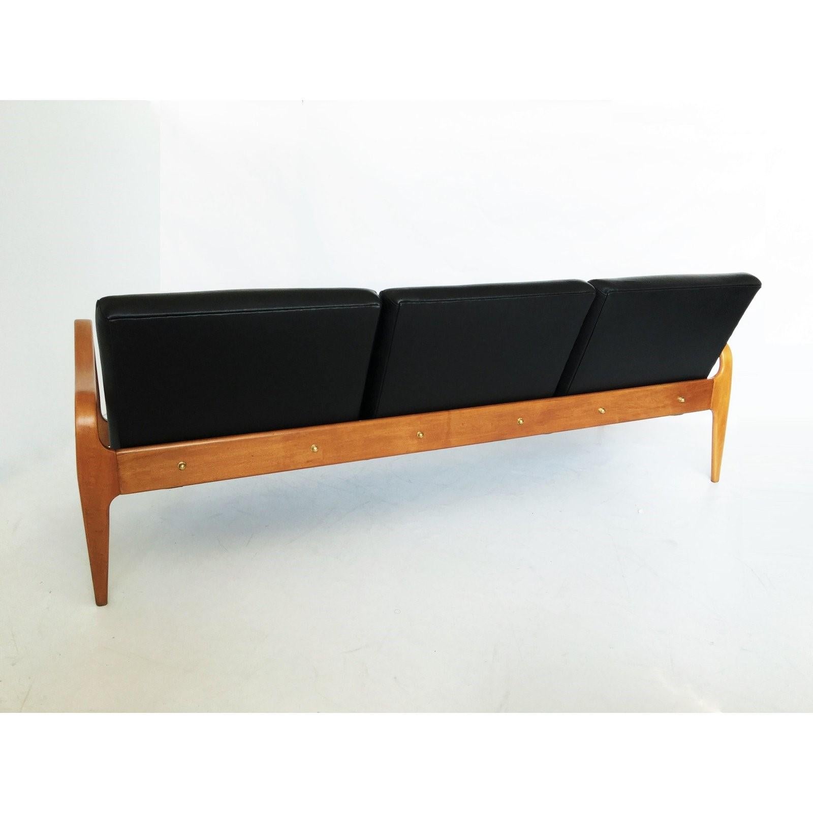 Brass Modernist Thonet Sculpted Bentwood Sofa For Sale