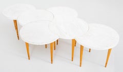 Modernist Three Legged Moveable Tables, Set of 6