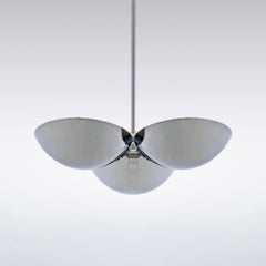Modernist Three Shades Ceiling Light, Nickel Plated Brass, Opal Glass, Bespoke