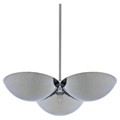 Modernist Three Shades Ceiling Light, Nickel Plated Brass, Opal Glass, Bespoke