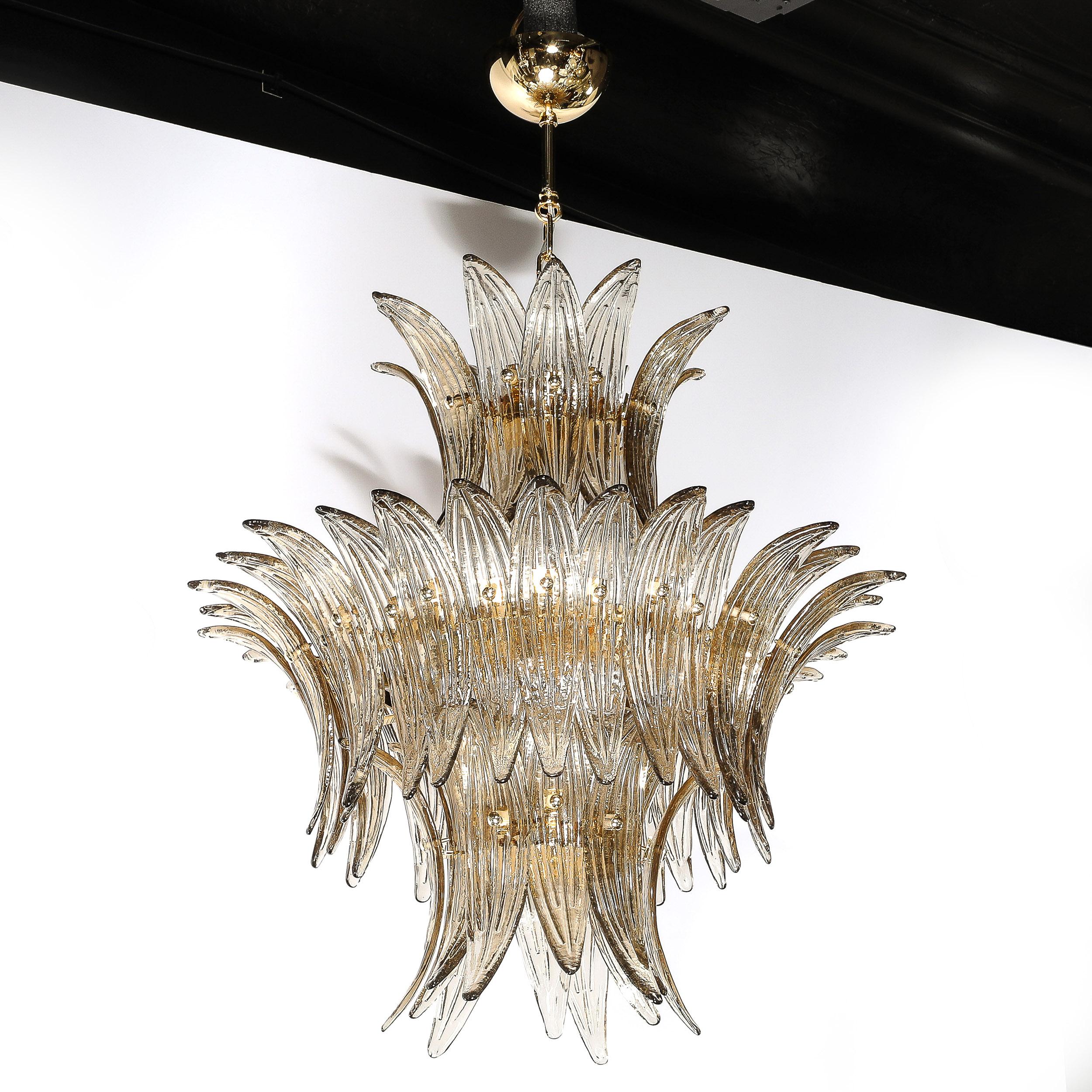 Laiton Lustre moderniste à trois niveaux 