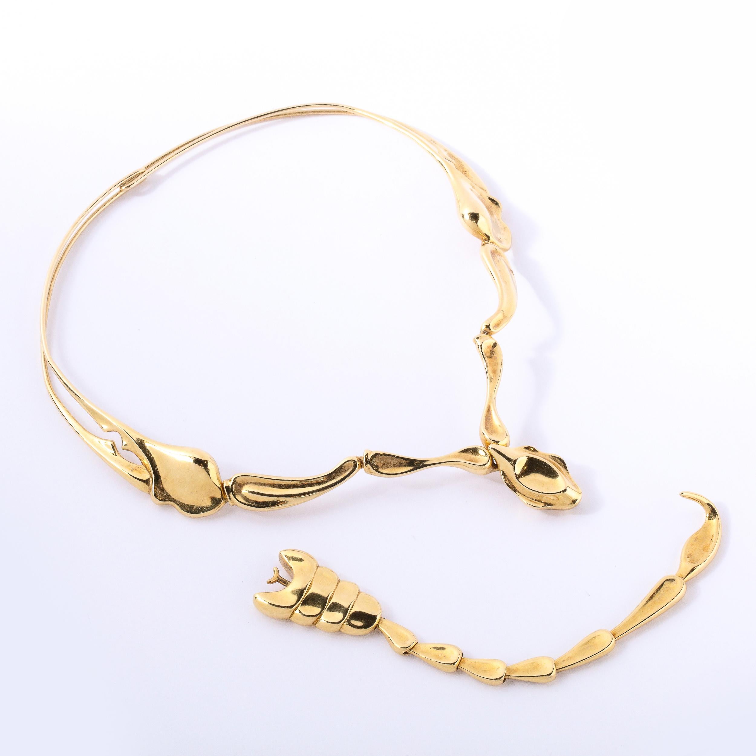 Modernist Tiffany & Co. Elsa Peretti Large Scorpion Yellow Gold Necklace 1